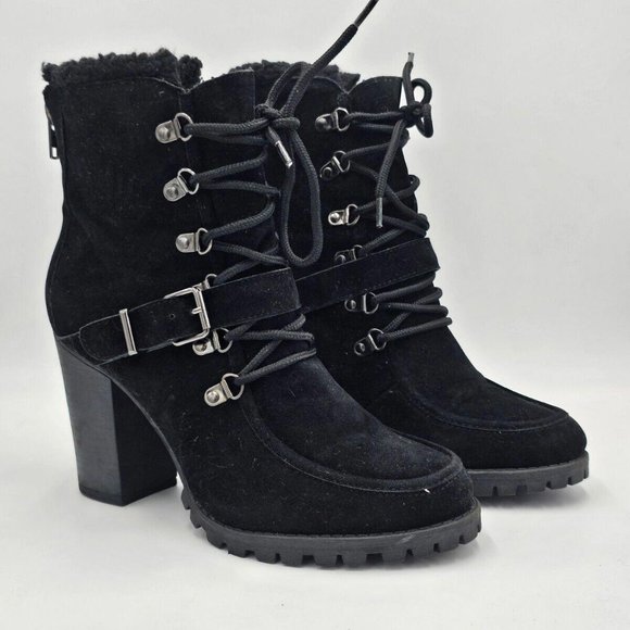 Shoes - Shoedazzle Cyanna 4" Block Heeled Ankle Boot Women's Size 10 (Black)